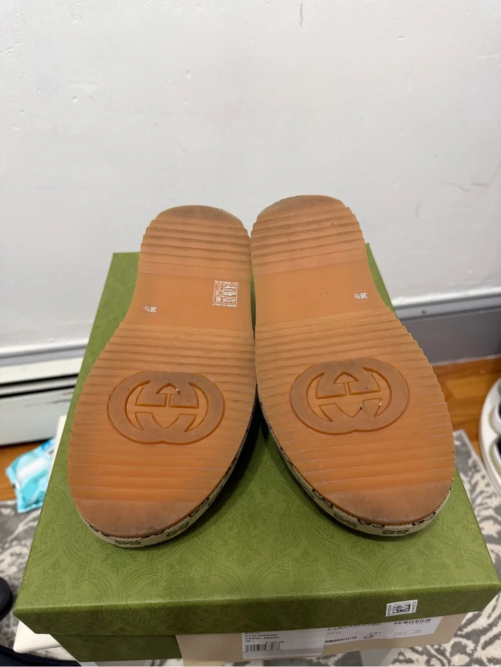 Gucci Beige and Brown GG Canvas Platform Slides
